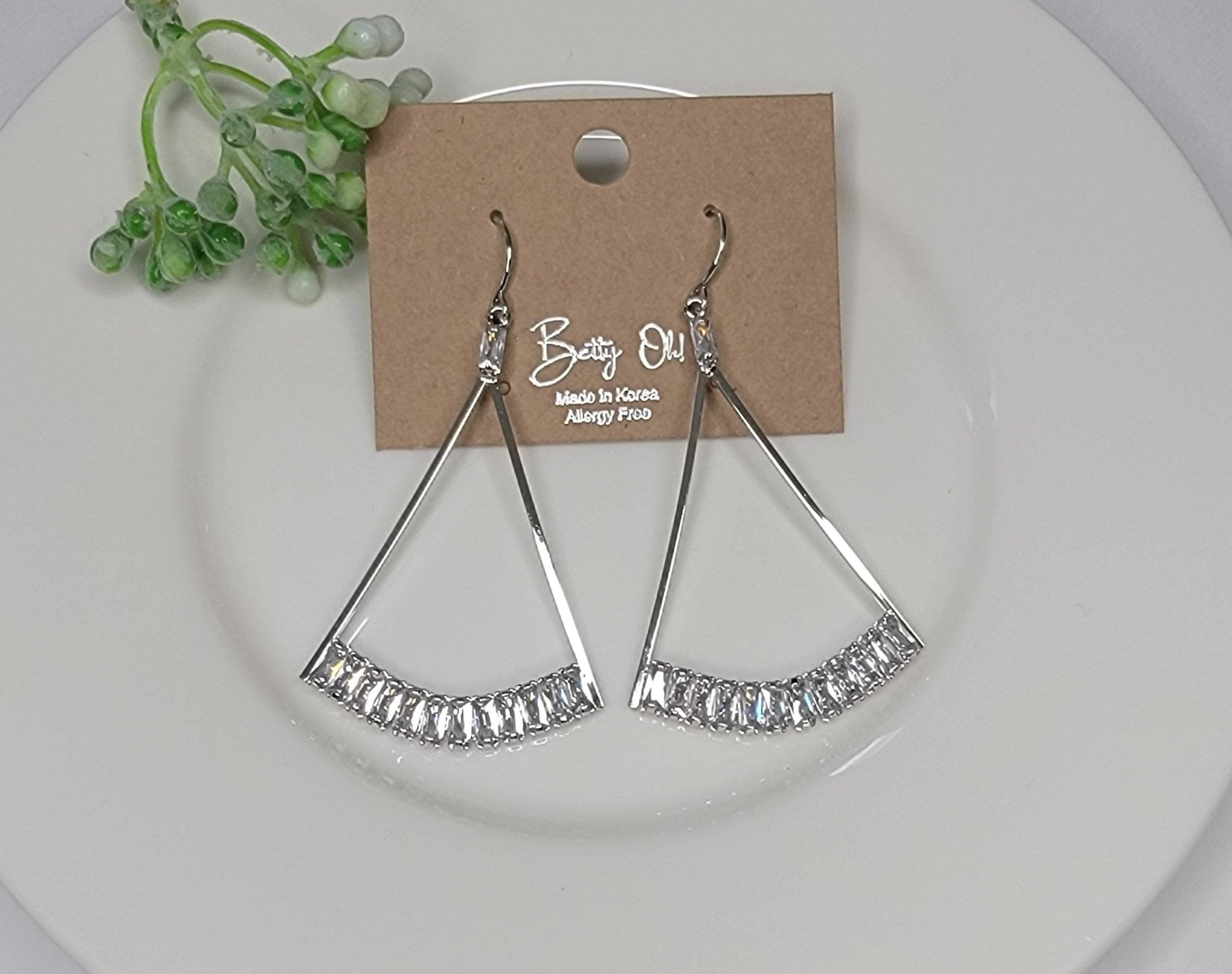 Cz Dangle Earrings - Brass Hook - HER Home Design Boutique